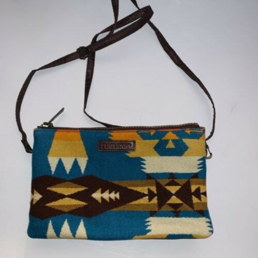 CROSSBODY SHOULDER HANDBAG MADE WITH PENDLETON WOOL AND LEATHER